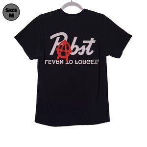 Learn to Forget: Pabst Blue Ribbon Anarchy USED Shirt (FADING, M, Black, Beer)